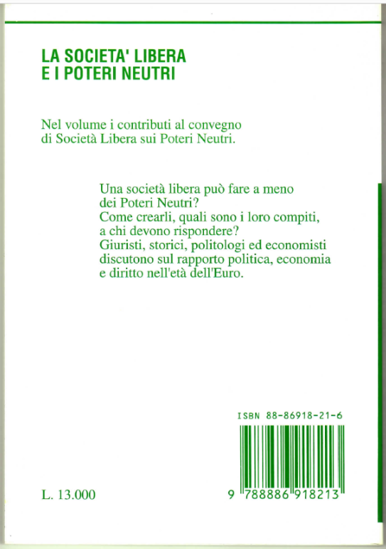 Il retro copertina del libro La società aperta e i poteri forti