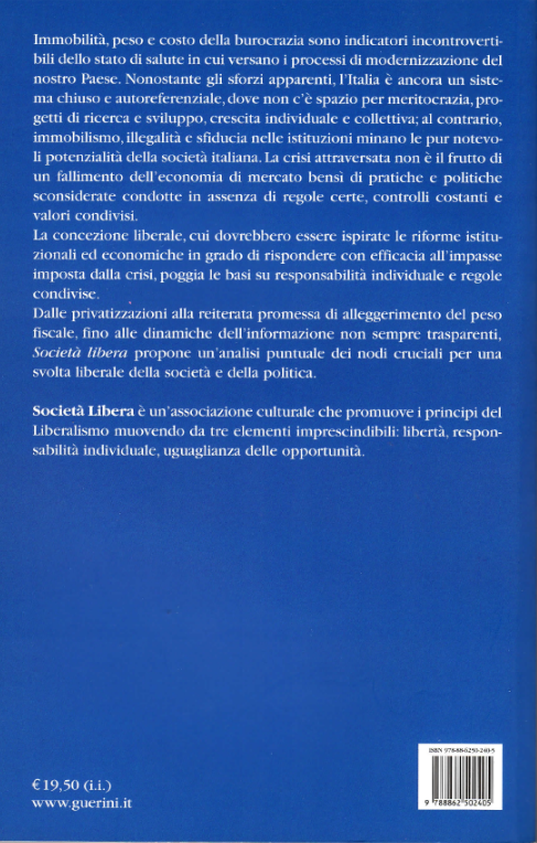 Il retro copertina del libro Processi di liberalizzazione in Italia - ottavo rapporto