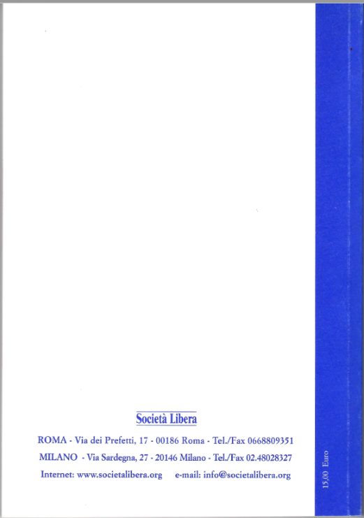 Il retro copertina del libro 5° rapporto sul processo di liberalizzazione della società italiana