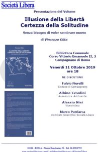 La locandina della presentazione del volume Illusione della libertà, certezza della solitudine