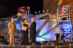 Franco Morganti, durante il Premio Internazionale alla libertà di Società Libera